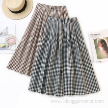 Women Black-and-white Checks Chiffon Skirt Casual Dresses